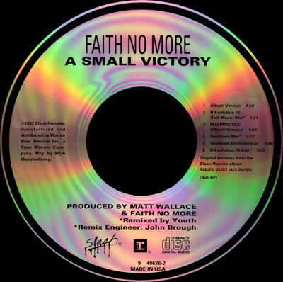 Faith No More A Small Victory Remix CD USA