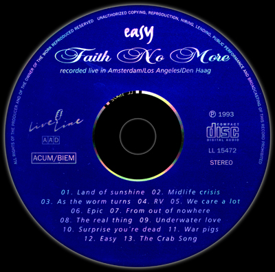 Faith No More Easy Bootleg CD Germany